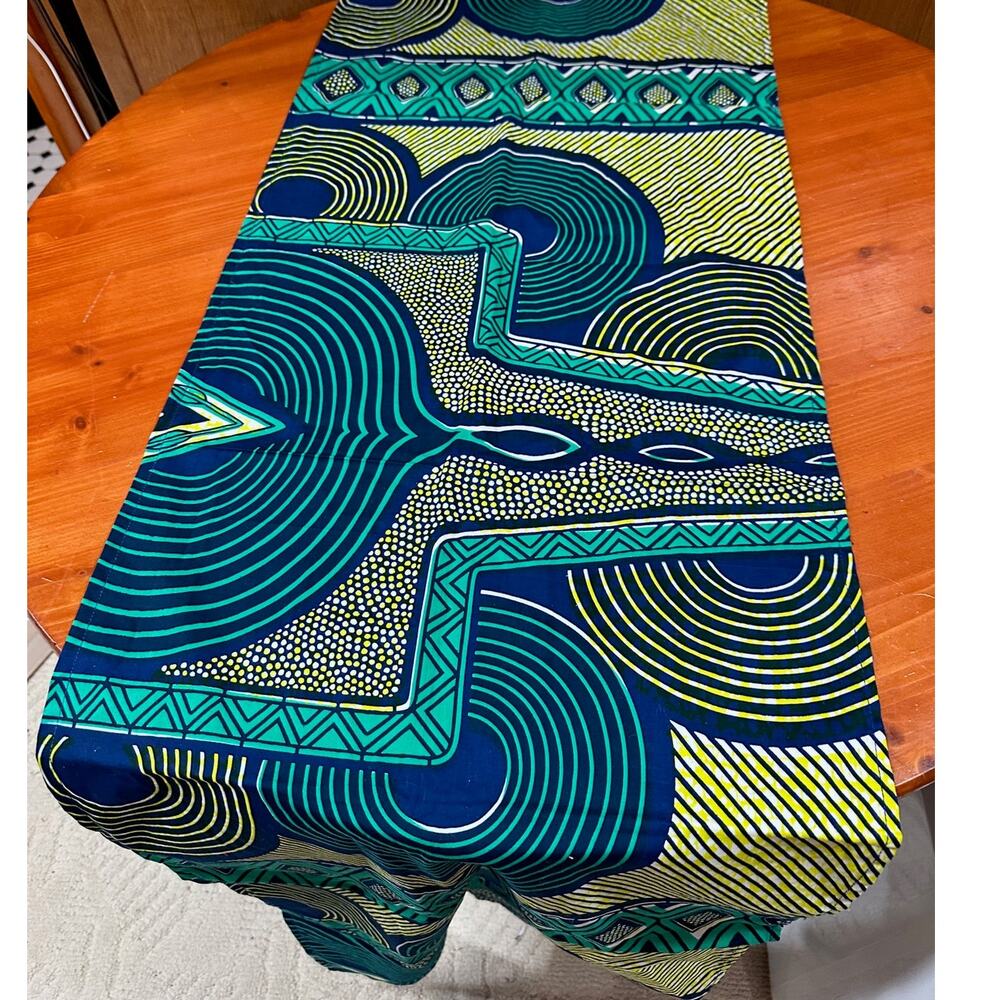 Vibrant Hitarget Real Wax African Print Cotton Table Runner -64"